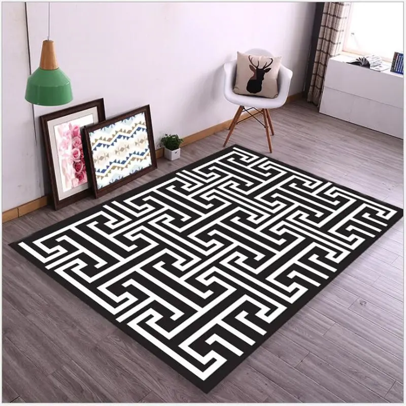 AOVOLL White And Black Soft Carpets For Living Room Bedroom Kid Room Rugs Home Carpet Floor Door Mat Fashion Delicate Area Rug