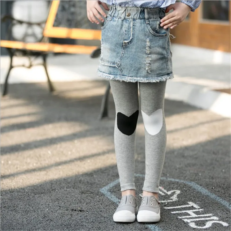 

Fashion little Girl Leggings Cotton Knit Jacquard Pants Children's Girls Clothing Spring Autumn Children's Trousers Nine Pants