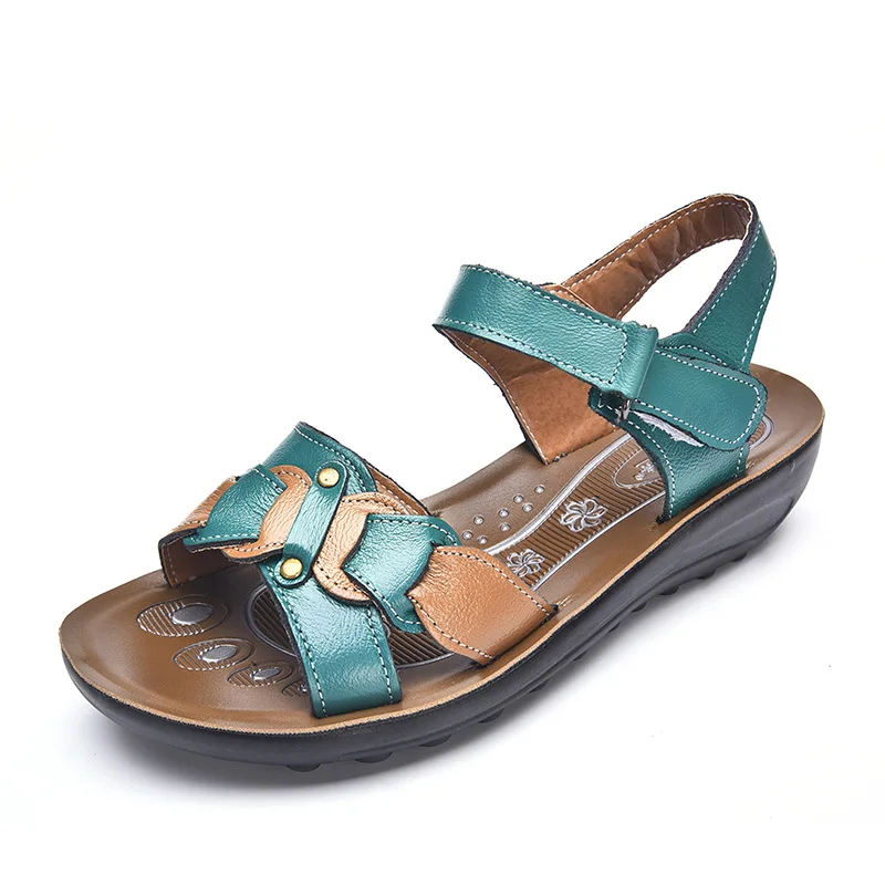 2017 summer women shoes flat sandals aged leather flat with mixed colors fashion sandals comfortable old