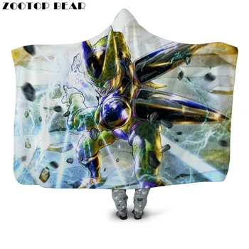 

Bead Hooded Blanket Plush new Coats Wearable Anime Dragon Ball Fashion Home Goku Boys Soft 3D Print Office Quilts Bedding Adults