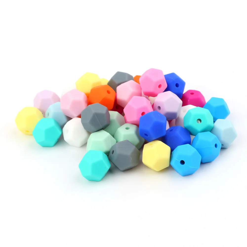 TYRY. HU Dodecahedron силиконовые бусины BPA Бесплатно Детские Четки Для режущихся зубов пищевой силикон 100 шт. для ожерелья Изготовление 15 мм детские