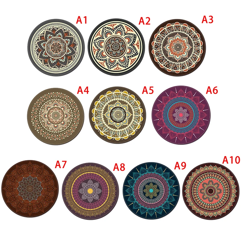 Vintage Bohemian Round Computer 3d Game Carpet Mouse Pad Mat Anti Slip Mousepad Diameter: 20cm
