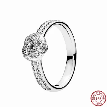

Popular 925 Sterling Silver Sparkling Love Knot Rings for Women Jewelry with Rows of Cubic Zirconia As Mother's Day Gift FLR087