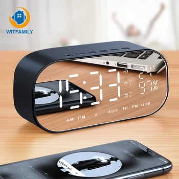 

LED Mirror Digital Alarm Clock Bluetooth Wireless Snooze Table Clock Electronic Temperature Backlight Display Decoration Clock