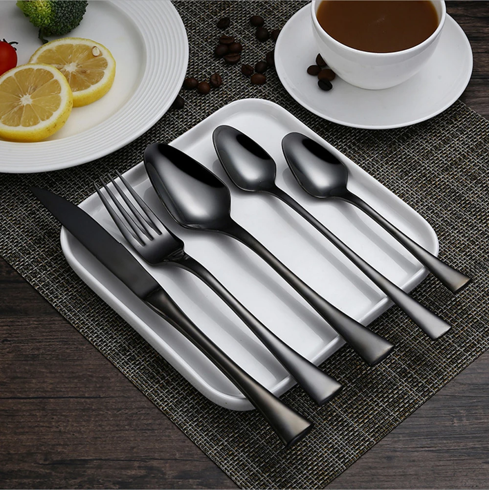 Hot Sale 4 Pcs/set Tungsten color Dinnerware knife 304 Stainless Steel