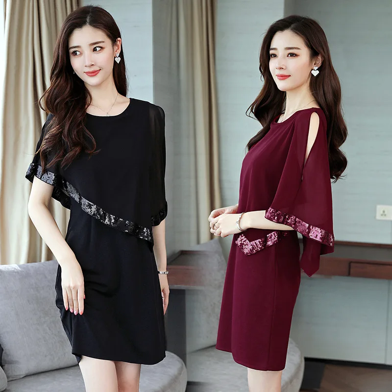 Новинка женское летнее корейское Модное шифоновое платье с короткими рукавами