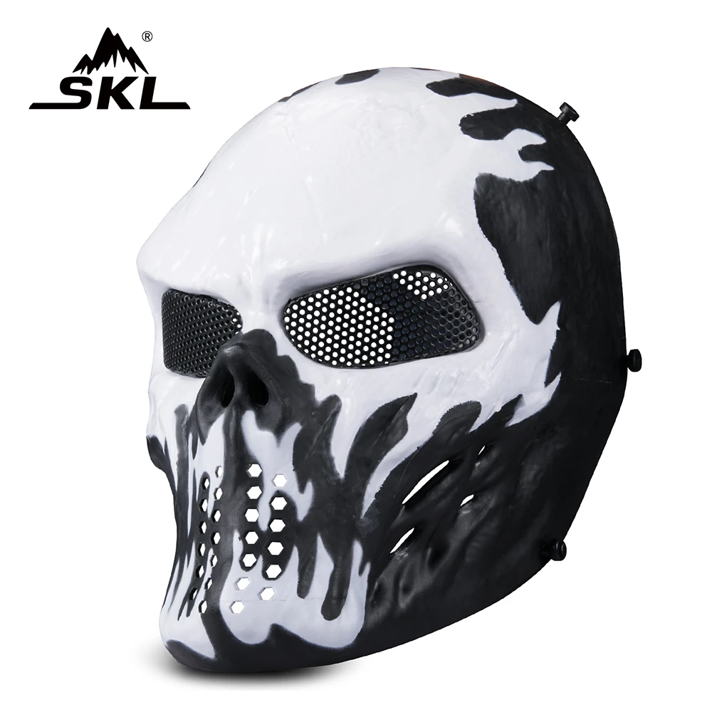 SKL Full Face Protection Airsoft Mask for Sport Hunting CS Game Halloween Party Skull Mask Mesh Eye Safety Protection Mask SKL Full Face Protection Airsoft Mask for Sport Hunting CS Game Halloween Party Skull Mask Mesh Eye Safety Protection Mask