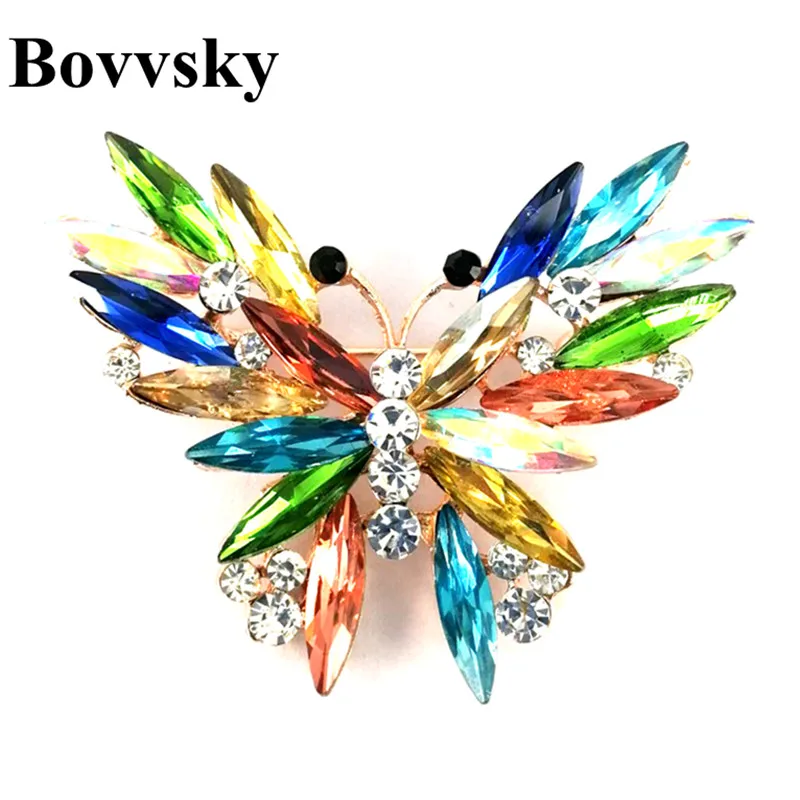 

Bovvsky Butterfly brooches para as mulheres insect crystal Brooch pin chapas juego de tronos decoracion navidad cadeau de