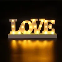 12 "широкий Мини Белый Красный пластик" Любовь светодио дный LED шатер знак свет вверх клей любовное письмо свет день Святого Валентина Indoor