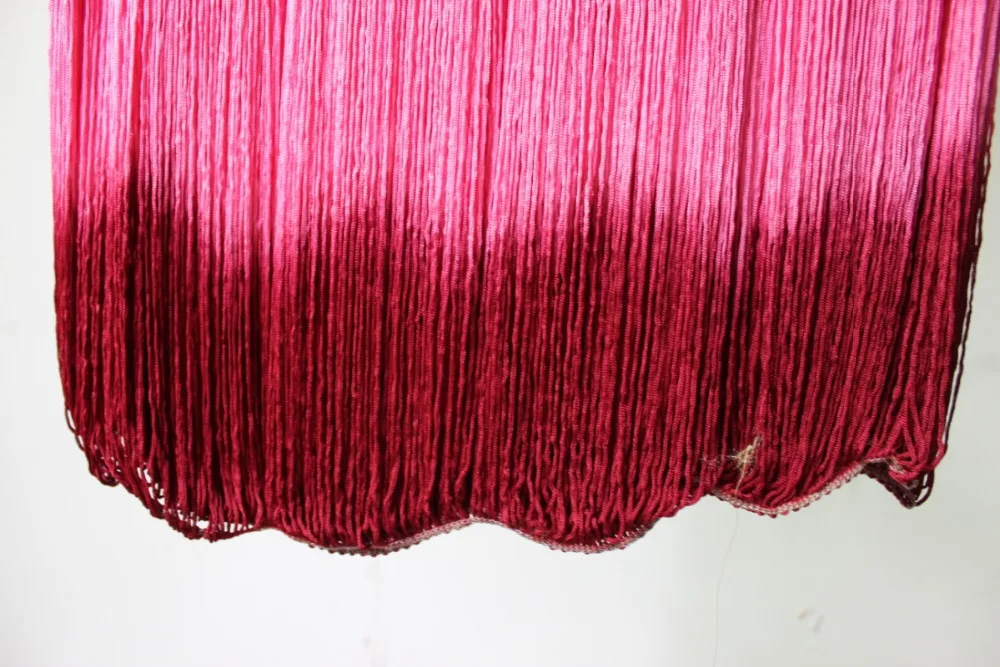 Dip Dye Ombre Fringe Tassel Soft Rayon Latin Macrame Dance Dress Trimming Samba Skirt Tassel 25cm Pink