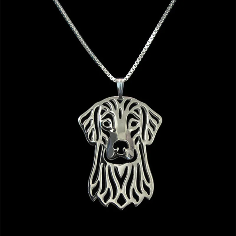 New Unique Romantic Gold Silver Color Flat Coated Retriever Pendant