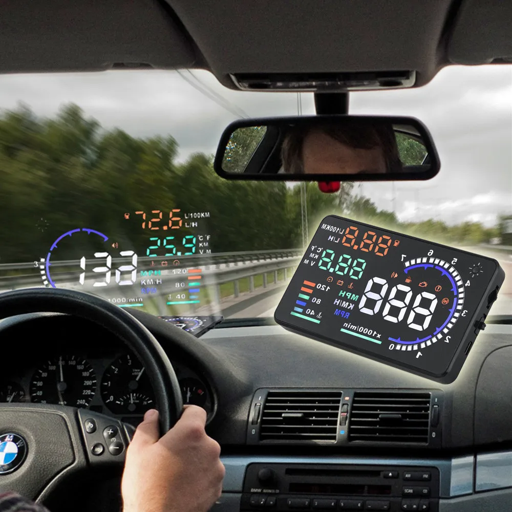 Новое поступление A8 автомобиля HUD Дисплей OBD II 2 Скорость Предупреждение Системы расход топлива