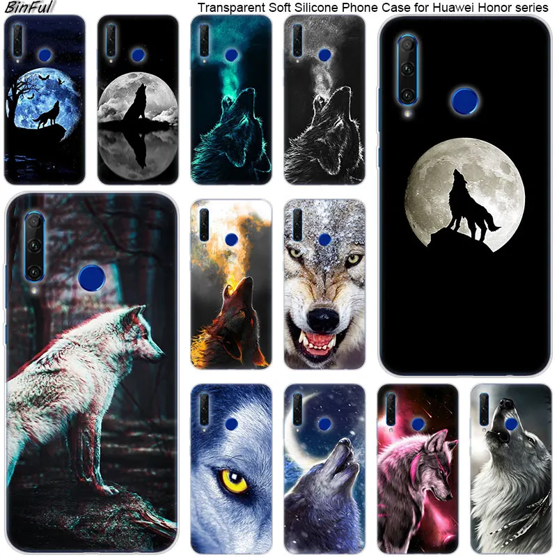 

Hot Animal wolf Soft Silicone Phone Case for Huawei Honor 20 20i 10 9 8 Lite 8X 8C 8A 8S 7S 7A Pro View 20 Fashion Cover
