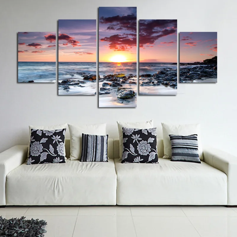 5 шт. Картина на холсте Желтое море и солнце|the paintings|paintings on canvascanvas picture |