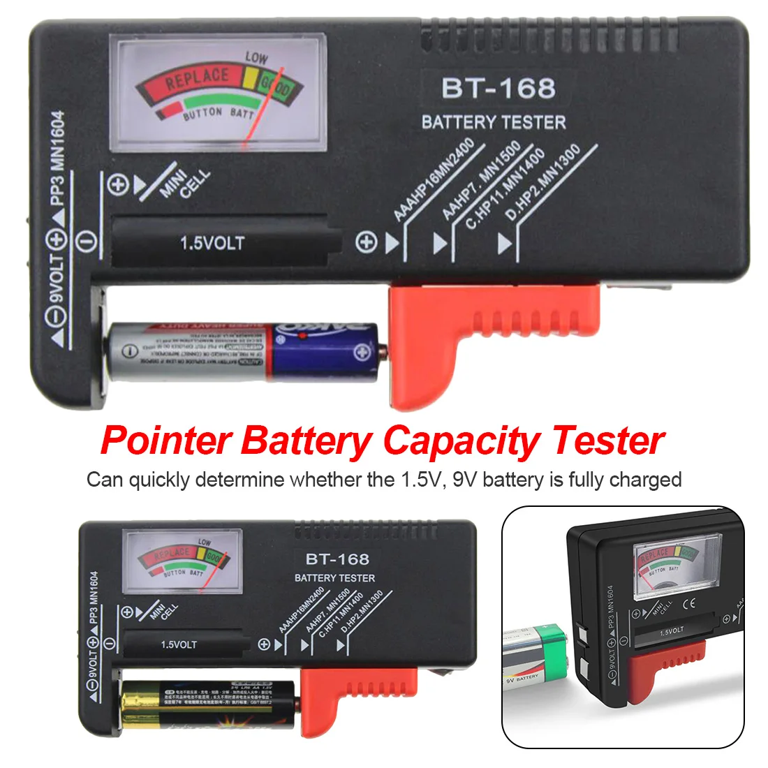 Universal Pointer Battery Tester BT168 Power Volt Checker for AA AAA 9V
