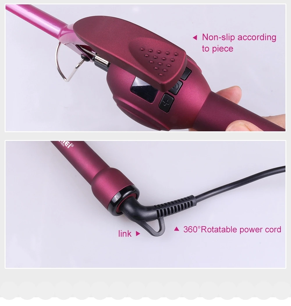 Kemei-1023 щипцы для завивки волос с ЖК-дисплеем конические щипцы для завивки волос с одной трубкой керамические щипцы для завивки волос Электрические Инструменты для укладки вьющихся волос