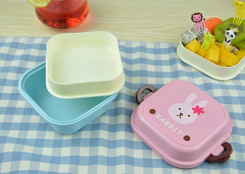 MIni 540ml Bento Box For Kids School  Fruit Food Container Storage Boxs Plastic  Double Layer Lunch Box Dinnerware Accessories 11