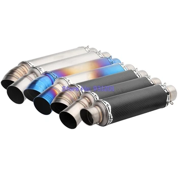 

Inlet 51mm Motorcycle Exhaust Pipe Muffler Carbon Fiber Motorbike Pitbike Scotters Exhaust Escape Universal with DB Killer