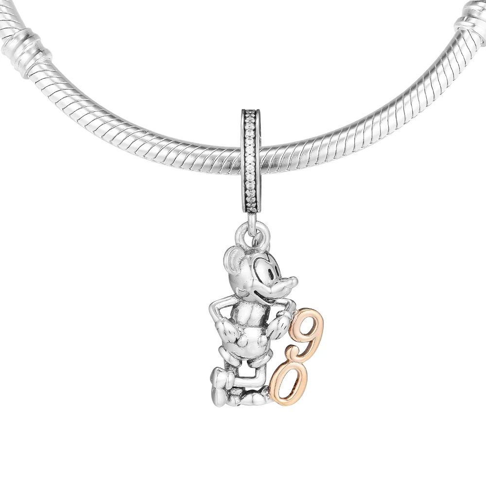 

Fits For Pandora Charms Bracelets 90th Anniversary Hanging Beads with 14K Gold 100% 925 Sterling-Silver-Jewelry Free Shipping