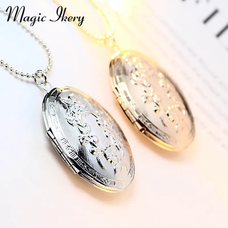

Magic Ikery Men's oval Book Photo memory floating locket Necklace Rose Gold Color Pendant necklaces for women 2016 MKA85