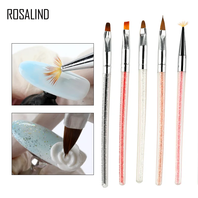ROSALIND кисти для ногтей аксессуары: гель акриловый набор щеточек для ногтей 7 цветов Ручка для рисования краски кисточки для маникюра кисть для дизайна ногтей