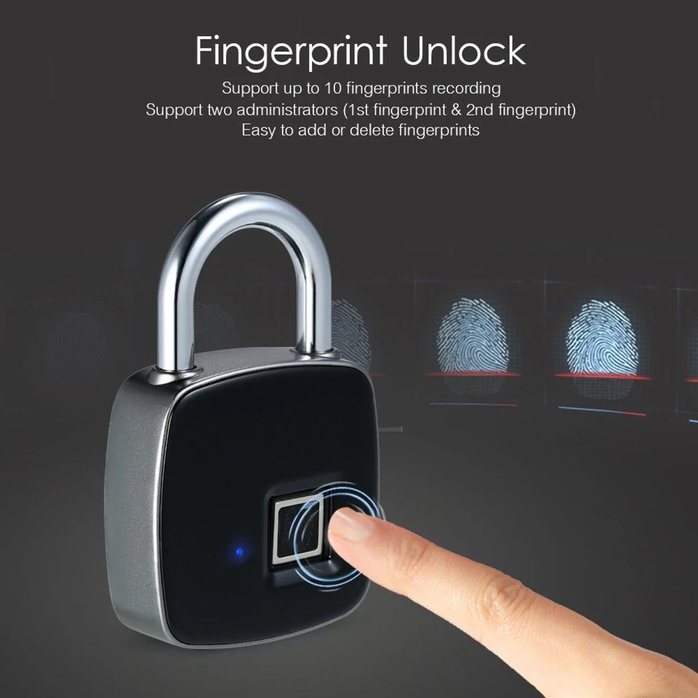 

Intelligent Fingerprint Lock Waterproof IP65 Keyless Safe Smart Anti-theft Padlock Door Lock