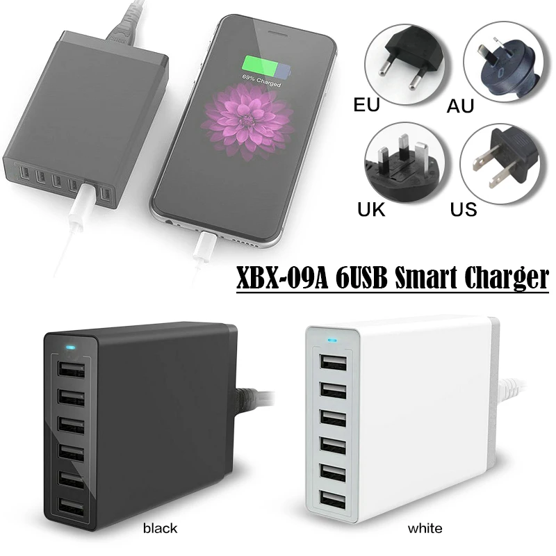 10A 50 W 6 منافذ سطح المكتب USB متعددة حامل محطة شحن الهاتف المحمول شاحن شاحن محمول يو اس بي ل فون Xiaomi هواوي 10A 50 W 6 منافذ سطح المكتب USB متعددة حامل محطة شحن الهاتف المحمول شاحن شاحن محمول يو اس بي ل فون Xiaomi هواوي