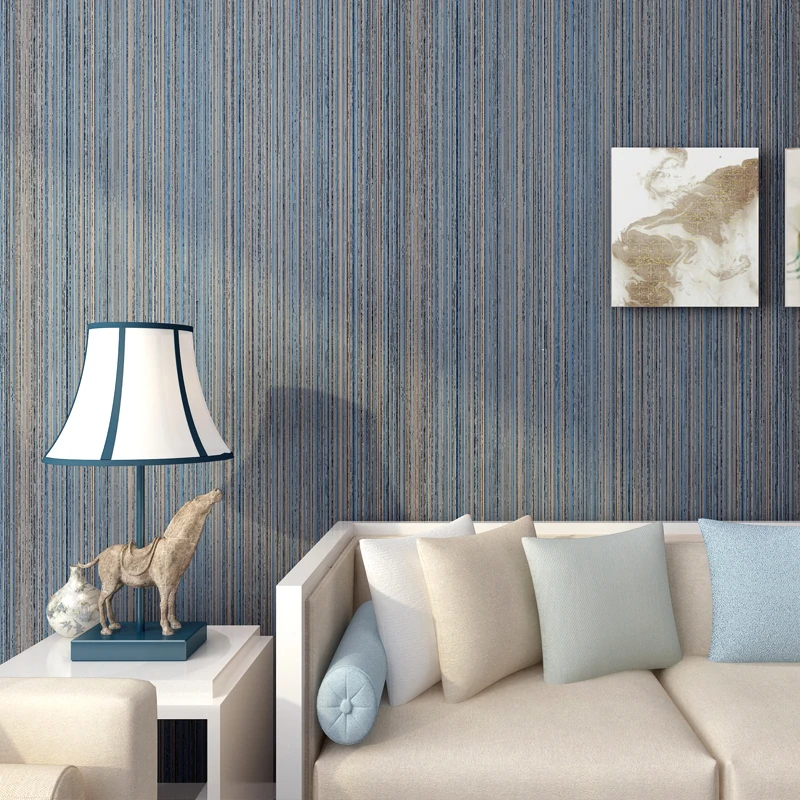 Modern Solid Color Wall Paper for Walls Vertical Stripes Non woven