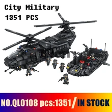 Совместимые модели строительные игрушки QL0108 1351 шт. городской военный спецназ полицейский транспорт вертолет строительные блоки и хобби