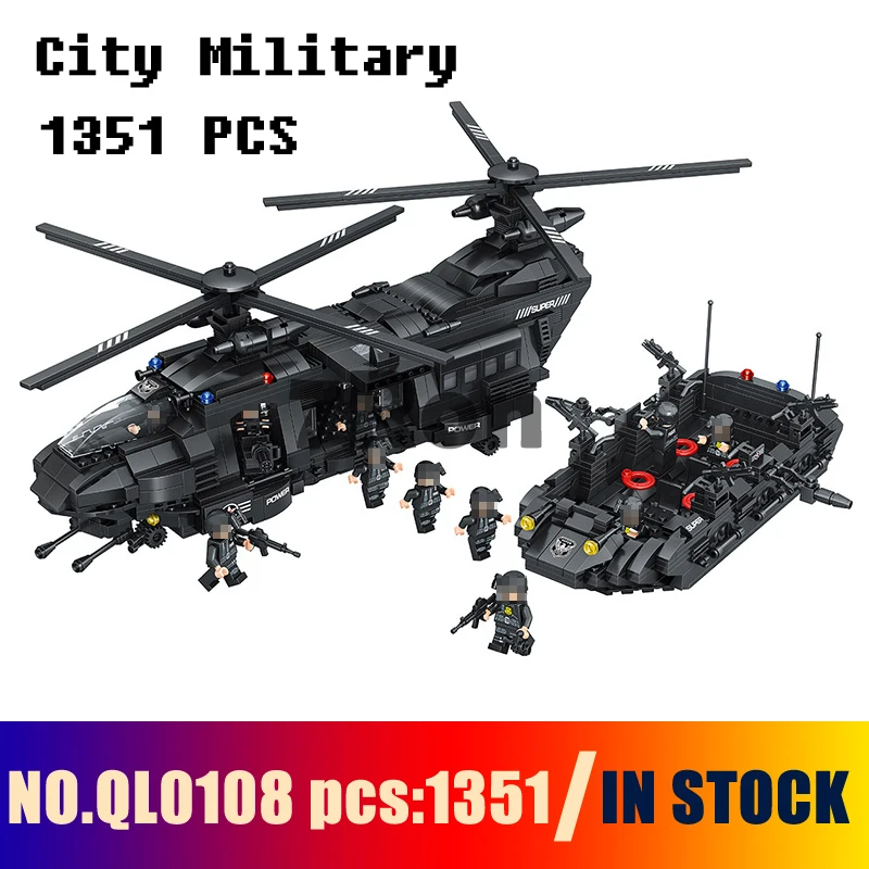 

Compatible Models building toy QL0108 1351pcs City Military SWAT Police Transport Helicopter Building Blocks & hobbies