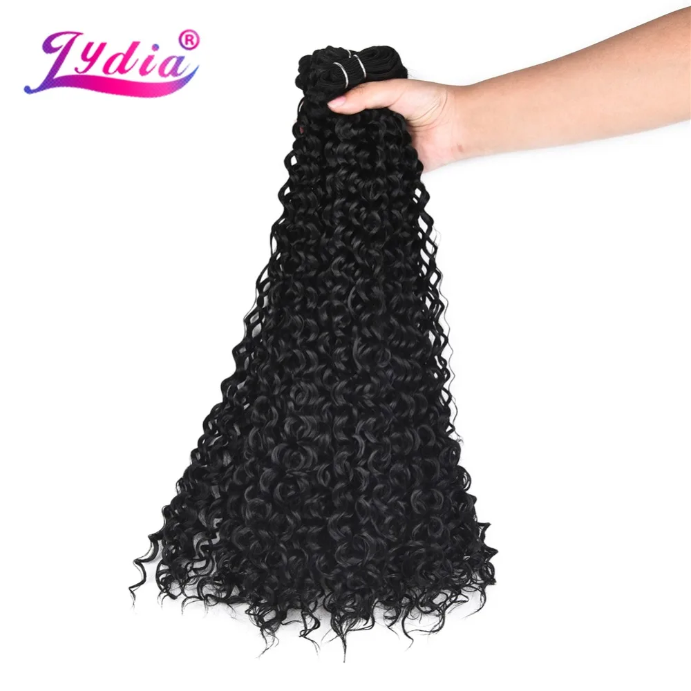 

Lydia Water Wave Synthetic Hair Bundles Natural Black Pure Color Weave 10-24 Inch 1 Bundle/Pack Double Weft High Temperature