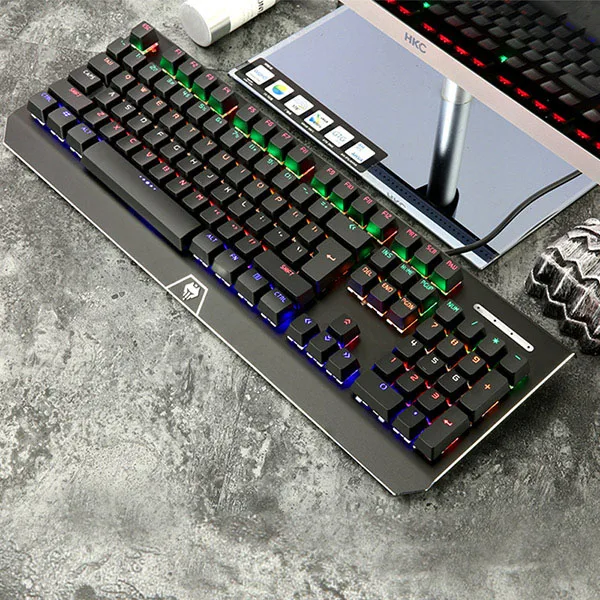 G200 игровая механическая клавиатура синий переключатель RGB Подсветка клавиатура Водонепроницаемый переключаемый механическая клавиатура для Эспорт игры - Цвет: Черный