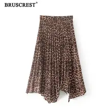 Лето boho винтажная леопардовая юбка леди с высокой талией юбки женские kawaii плиссированная миди юбка панк уличная Корейская уличная