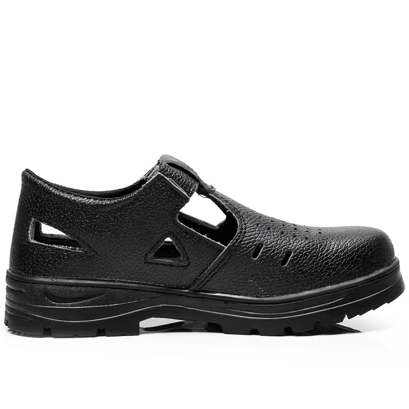 Respirável Couro Calçado Sapatos Botas Homens Bot Verão Leve Borracha Dos Sola Preto Aço Segurança cinza Trabalho Com Biqueira De Preto qawqRx7Z