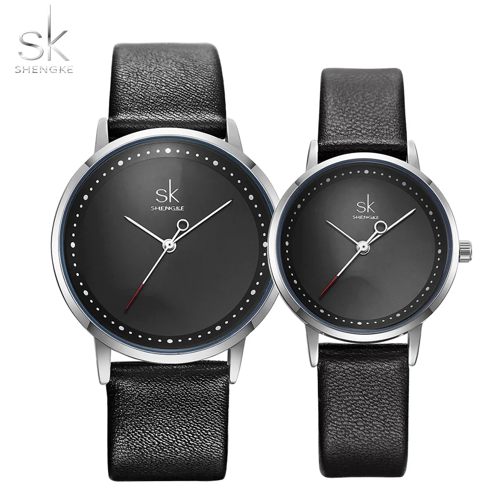 Shengke модные парные часы для влюбленных с кожаным ремешком женские наручные часы Мужские часы японские кварцевые часы Relogio Saat Reloj Montre подарок - Цвет: couple watch 2