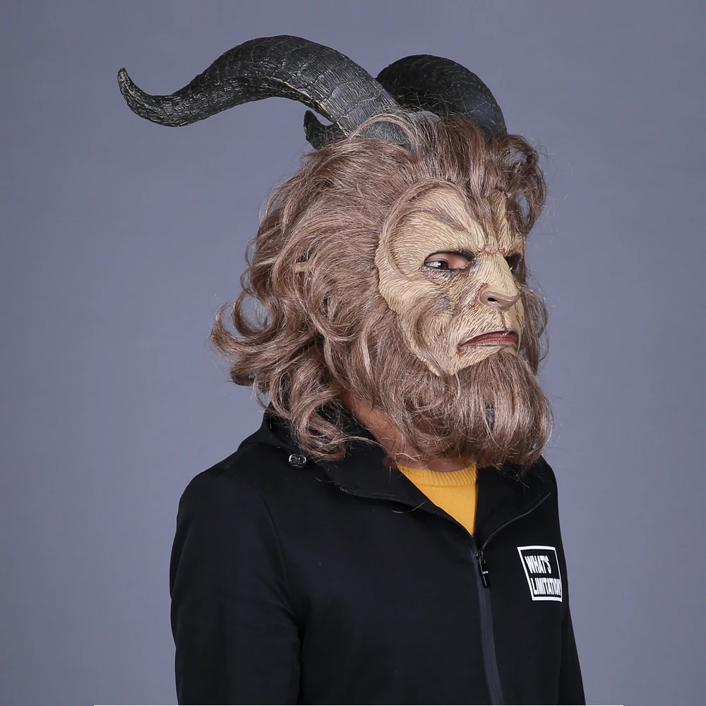 Movie Beauty and the Beast Adam Prince Cosplay Masks Latex Hood Helmet Beast Mask Halloween Party Masquerade Cosplays Props