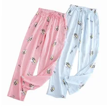 Новые женские марли пижама и брюки из хлопка хлопковые Для женщин для сна, низ мягкие удобные Много Цвета бытовой одежда со шнурком