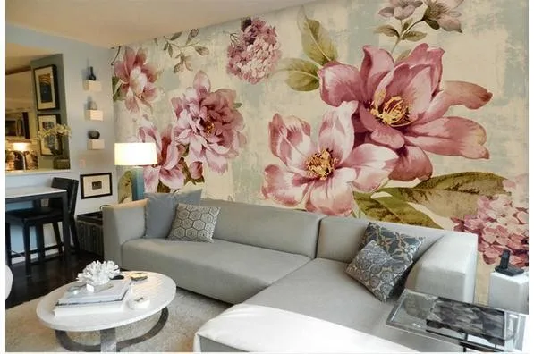 

beibehang Customize wallpaper papel de parede sala Small fresh garden peony roses mural backdrop wall sticker 3d for walls