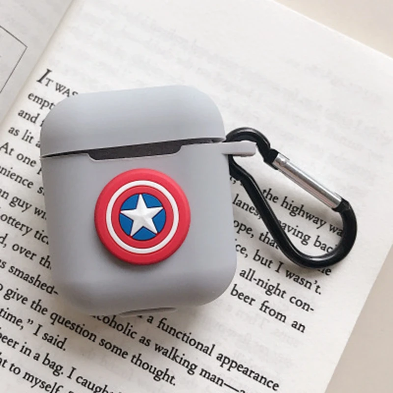 

Portable 3D Cute Animal Cartoon Silicone Wireless Bluetooth Headset Protective Case For Apple Airpods Charging Box The Avengers