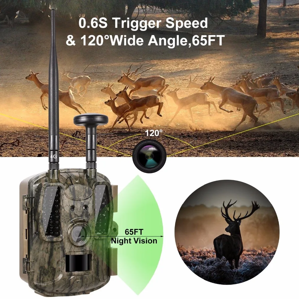 

4G Hunting camera GPS FTP/email trail Wildlife camera support MMS GPRS GSM Photo traps 4G digital Night vision app control