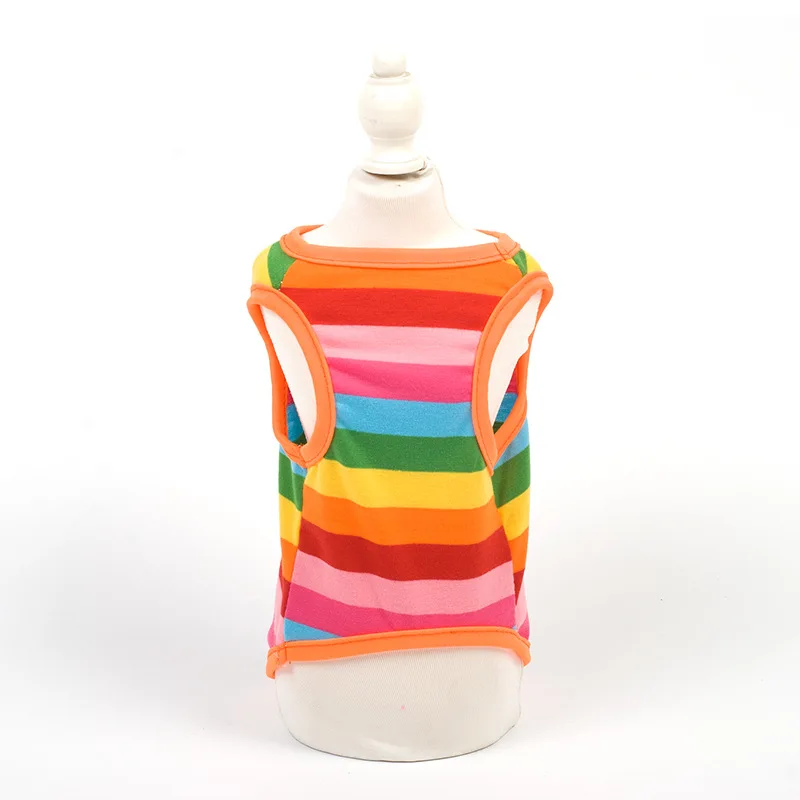 

Spring Clothes The New Pet Vest 100% Cotton Rainbow Color Puppy Shirt Small Dog Casual Vest Pet T-shirt Dog Clothes Summer XS-XL