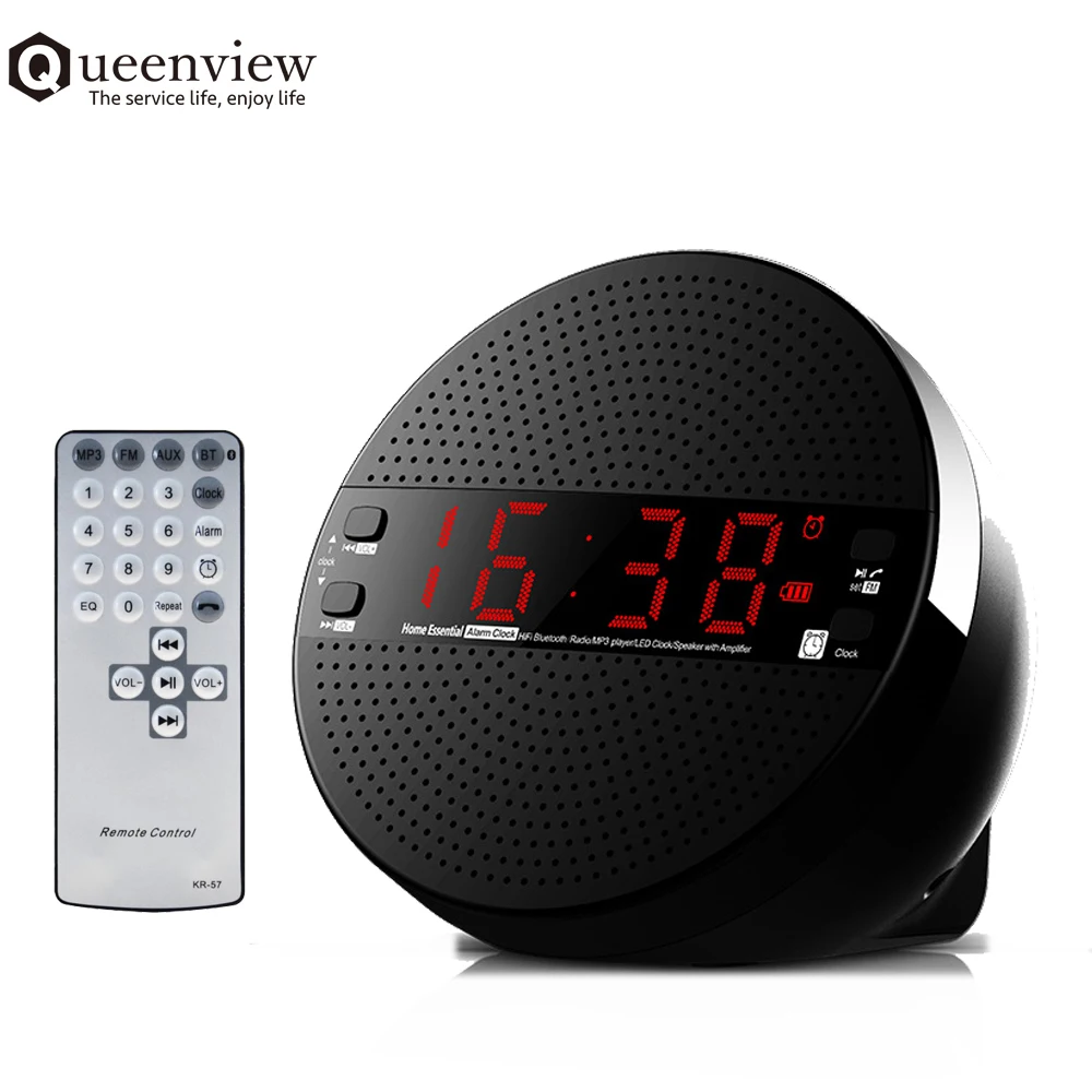 Queenview часы стол Bluetooth динамик беспроводной стерео сабвуфер музыкальный плеер