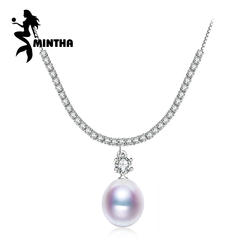 

MINTHA Pearl Jewelry,Genuine natural Pearl Pendant Necklace,925 sterling silver pendant for Women 2017 new chain necklace