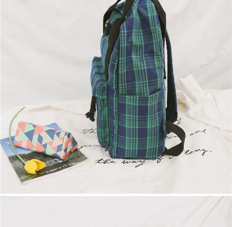 DCIMOR Новая Модная хлопковая сумка на плечо женский рюкзак высокое качество клетчатая ткань дорожные сумки школьный ранец для девочки-подростка Mochila