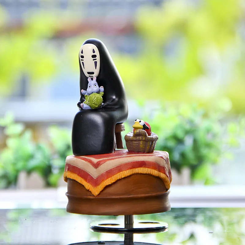 

15cm Studio Ghilbli Kaonashi Action Figures Miyazaki Hayao Spirited Away Music Box No Face Resin Figurine Kids Toys Anime Figure