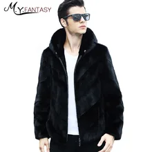 M. Y. FANSTY, деловая норковая шуба с длинными рукавами, с железной подложкой, на молнии, из натурального меха, деловая, повседневная, крутая, мужская, с шапкой, норковая шуба