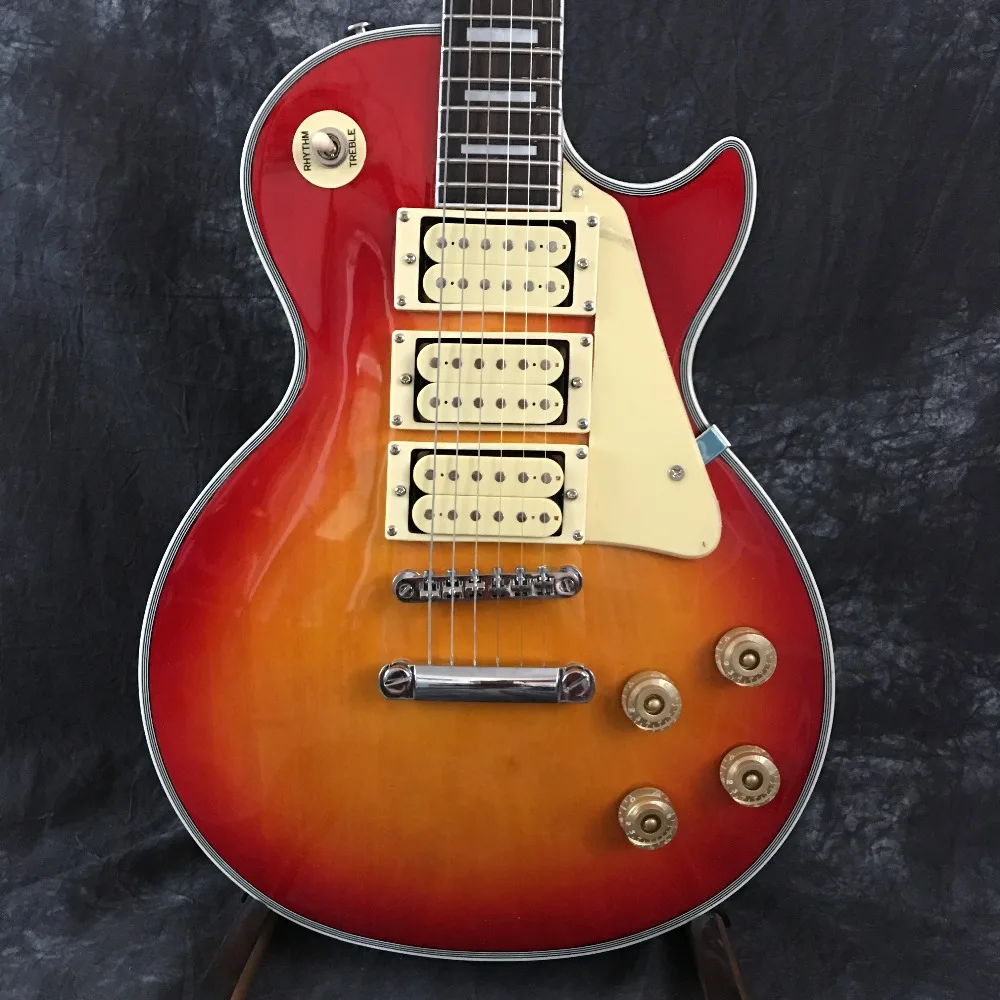 IN STOCK!Classic custom shop Ace frehley signature 3 pickups Electric Guitar, custom LP Figured Maple top guitar,