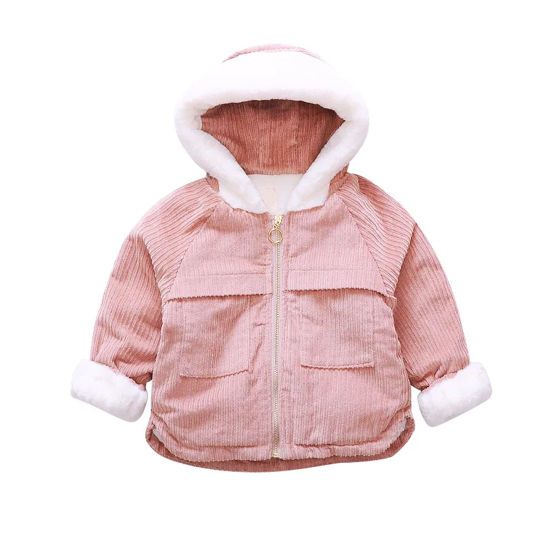 

JKP Girls thicken jacket 2018 new Korean children's corduroy cotton coat children baby girl plus velvet coat tide Jacket FPC-167