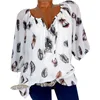 Flash Sale Women's Blouses Shirts Half-Sleeve Feather-Print Large-Size Summer Tops Blusas Loose oXwD9xX6