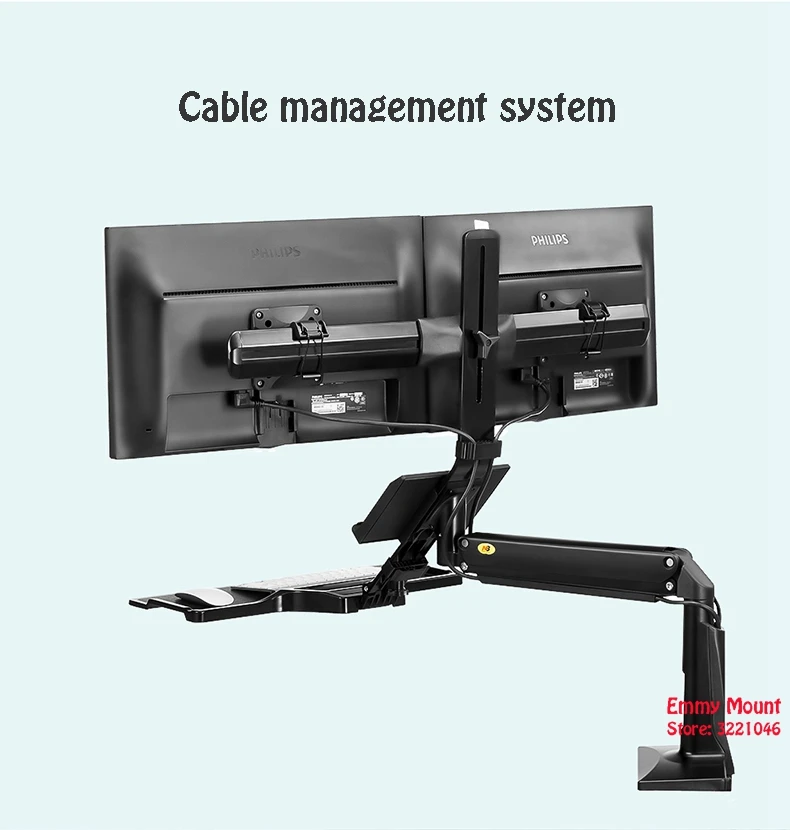 NB FC24-2A газовая пружина 19-24 дюймов двойной экран настольный монитор крепление полный движения сидите стенд рабочая станция с клавиатурой лоток USB 3,0